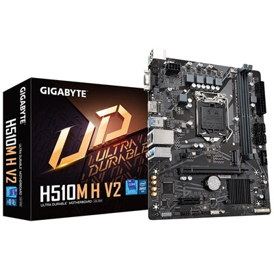 Gigabyte H510M H V2 Ultra Durable Intel 1200 Socket Motherboard, Micro-ATX, 2x DDR4 Slots, 1x M.2 Socket, GbE LAN, 1x D-Sub / 1x HDMI Port