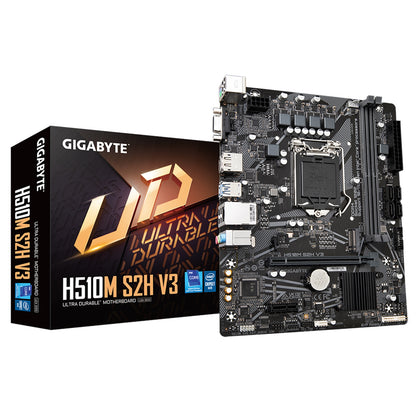 Gigabyte H510M S2H V3 Ultra Durable Intel 1200 Socket Motherboard, Micro-ATX, 2x DDR4 Slots, 1x M.2 Socket, GbE LAN, 1x D-Sub / 1x DisplayPort / 1x HDMI Port