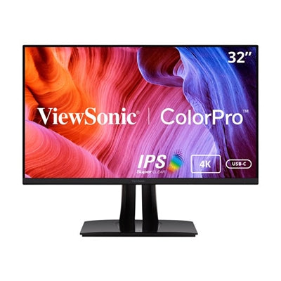 ViewSonic VP3256-4K 32inch Premium IPS 4K Ergonomic Monitor, Ultra-Thin Bezels, Colour Accuracy, Pantone Validated, HDMI, DisplayPort, USB Type-C, Professional Graphic Design, Photo & Video Editing, Black