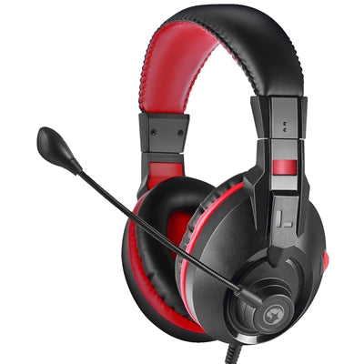 Marvo Scorpion H8321S Gaming Headset, Stereo Sound, Flexible Omnidirectional Microphone, 40mm Audio Drivers, On-ear Volume Control, 3.5mm Connection, Black and Red